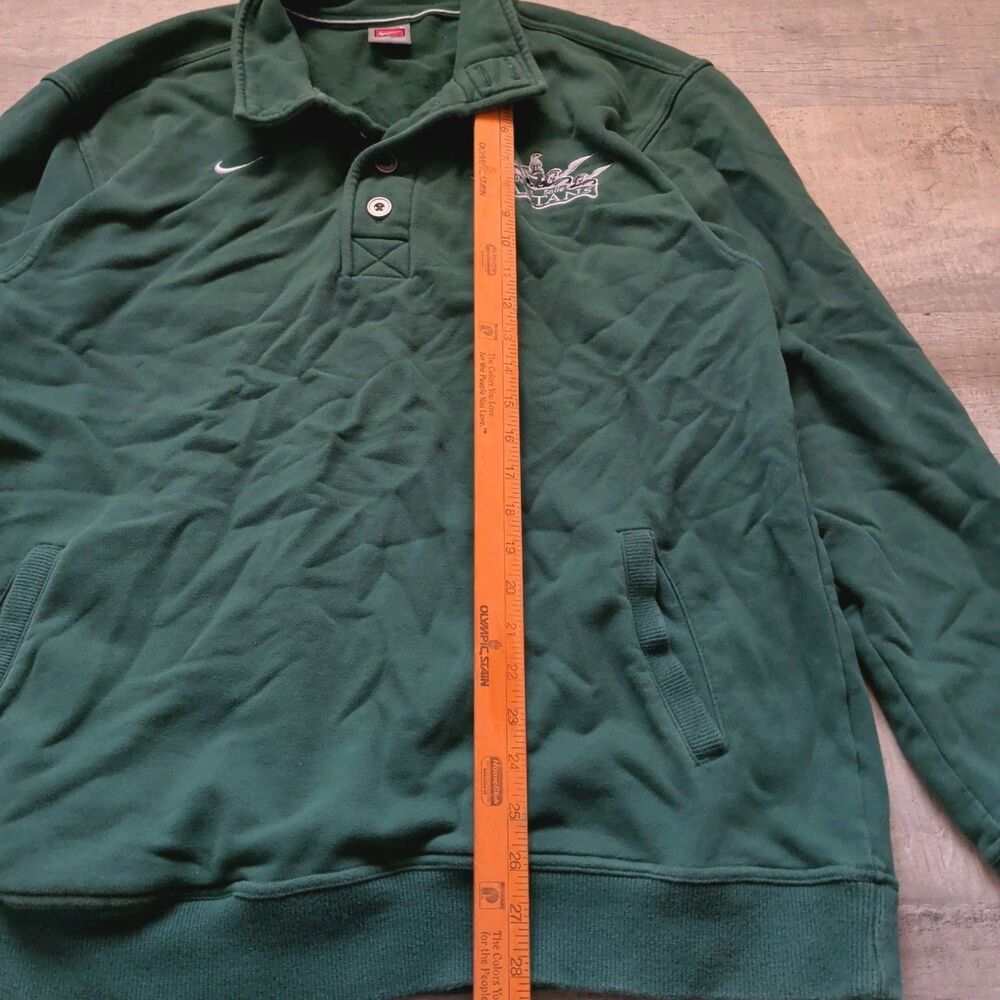 Nike Team De La Salle Spartans Pullover Sweatshirt Mens L Green Mock Neck Button - Picture 4 of 6